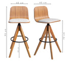 Taburete giratorio tapizado Marina, color Freijó, tela Frise claro