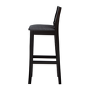 Banqueta de Madera Silvia con Respaldo en Malla y Asiento Tapizado – Negra – Lino Oscuro