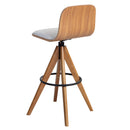 Taburete giratorio tapizado Marina, color Freijó, tela Frise claro