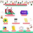 Castillo inflable con temática navideña