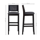 Banqueta de Madera Silvia con Respaldo en Malla y Asiento Tapizado – Negra – Lino Oscuro