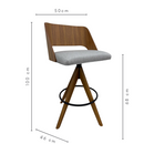 Banqueta Tapizada Giratoria Marcia – Color Freijó – Tela Piccolo Gris – 65 cm